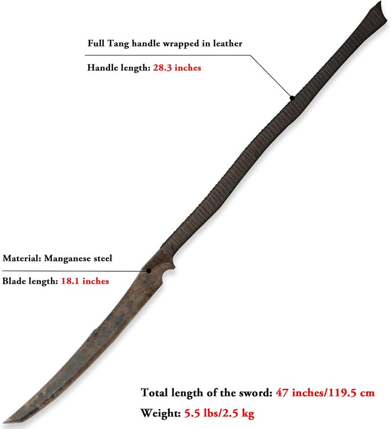 SV Handmade cast Manganese Steel Chopping Blade Sword, Full Tang, Outdoor, Hunting, Camping, Hiking, Survival, with Protective Cover, Multiple Styles to Choose from - Image 2